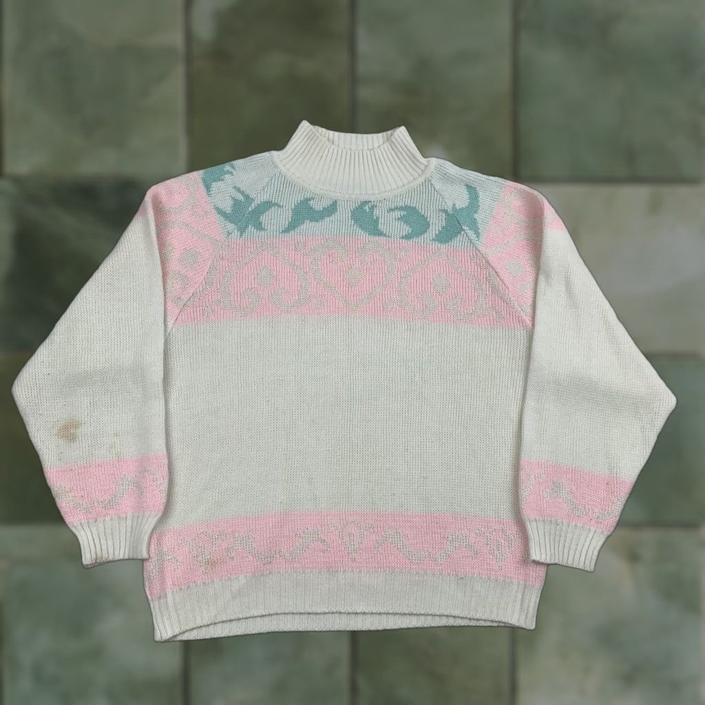 Vintage VINTAGE Fresh Young Image Sweater Womens Medium White Mock Neck Pullover Knit 90s 80s Size M / US 6-8 / IT 42-44 - 1 Thumbnail