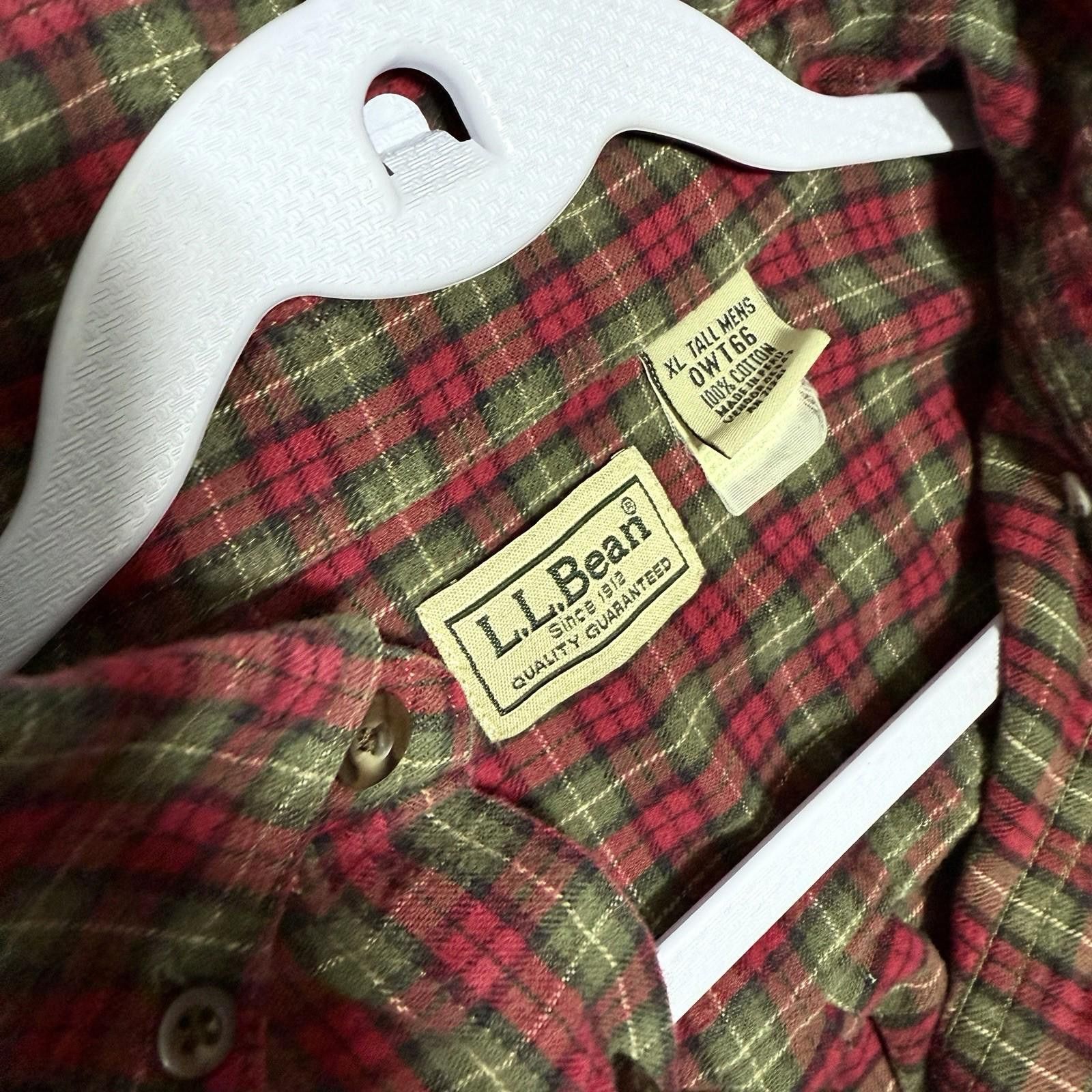 L.L. Bean Vintage LL Bean Mens XLTall Red Green Plaid Flannel Shirt Size US XL / EU 56 / 4 - 3 Thumbnail