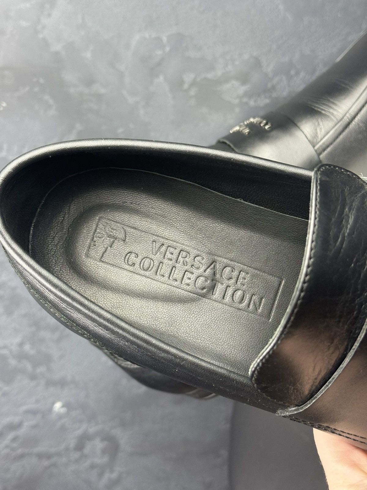 Versace Versace Collection Men's Black Leather Loafers Slip Size US 10.5 / EU 43-44 - 6 Thumbnail