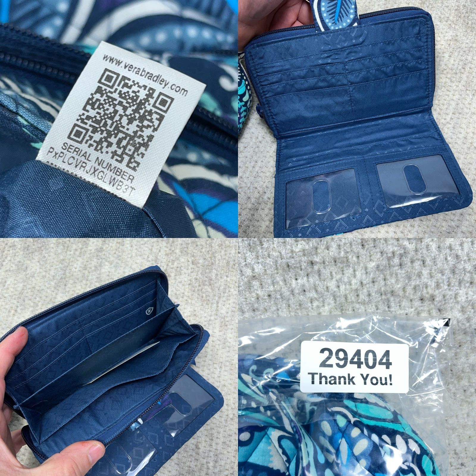 Vera Bradley Vera Bradley Crossbody Bag Women's Large Blue Island Medallion Quilt Pouch Wallet With Zip Molded Floral Size ONE SIZE - 9 Thumbnail
