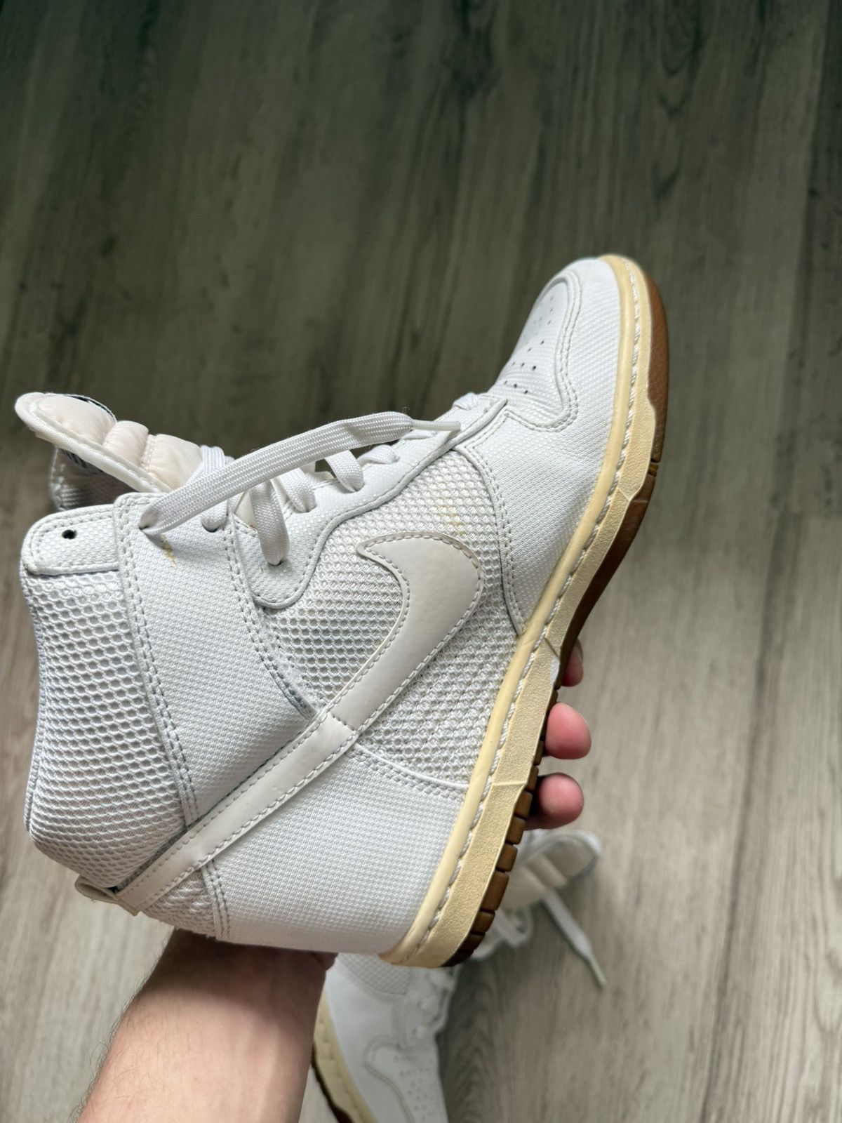 Nike RARE🔥 Nike Dunk Sky Hi Mesh White Leather Sz Sneaker Wedge Size US 8.5 / IT 38.5 - 18 Thumbnail