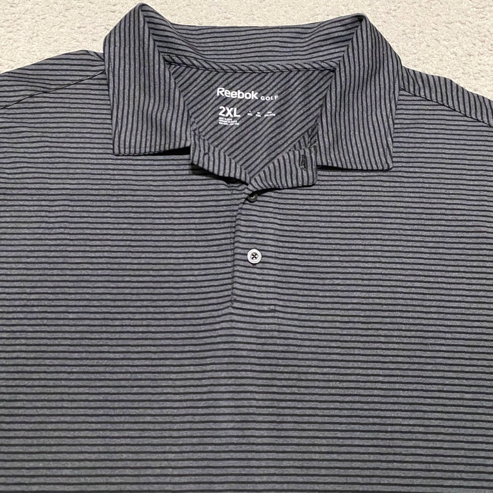 Reebok Reebok Polo Shirt 2XL Mens Gray Striped Short Sleeve Golf Outdoor Athletic Size US XXL / EU 58 / 5 - 6 Thumbnail