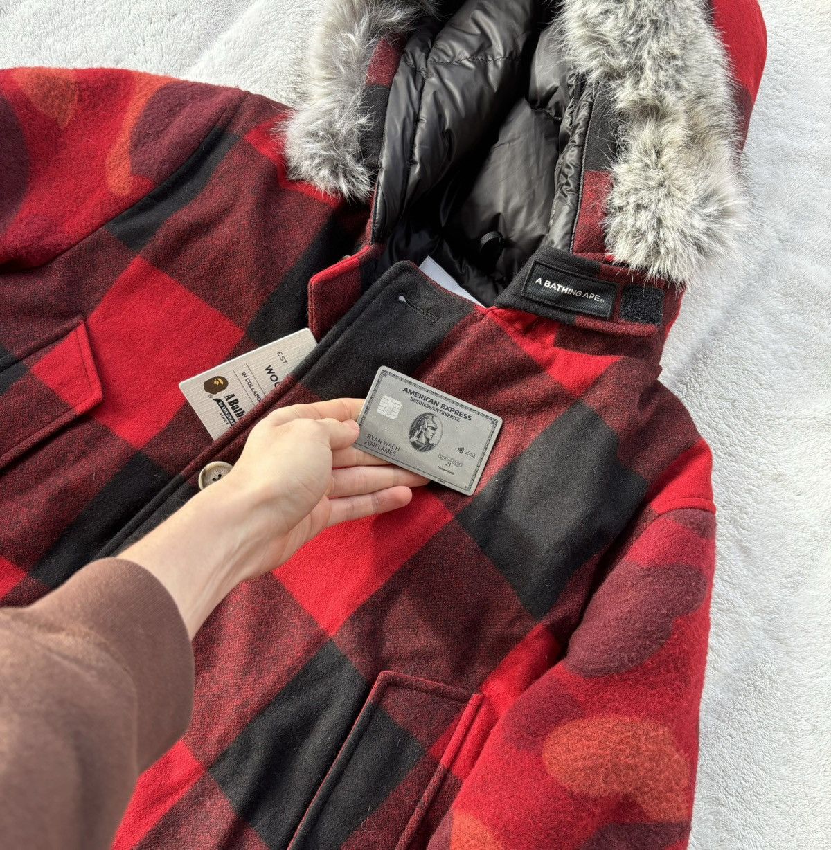 Bape × Woolrich Woolen Mills Bape x Woolrich Plaid Arctic Fur Parka - RARE Size US L / EU 52-54 / 3 - 6 Thumbnail