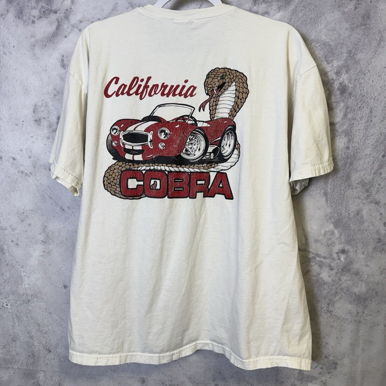 Vintage Vintage California Cobra Car T Shirt Mens XL White Short Sle Size US XL / EU 56 / 4 - 2 Thumbnail