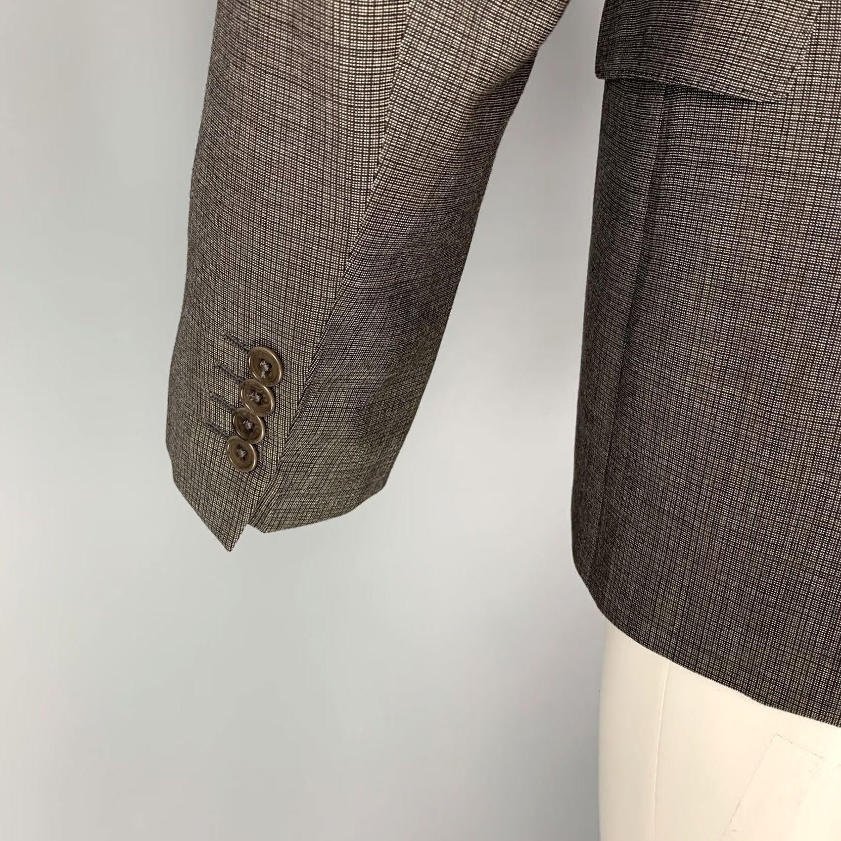 John Varvatos JOHN VARVATOS Sport Coat Grey Grid Wool Notch Lapel Size 40 Men Adult Jacket Size US XXS / EU 40 - 4 Thumbnail