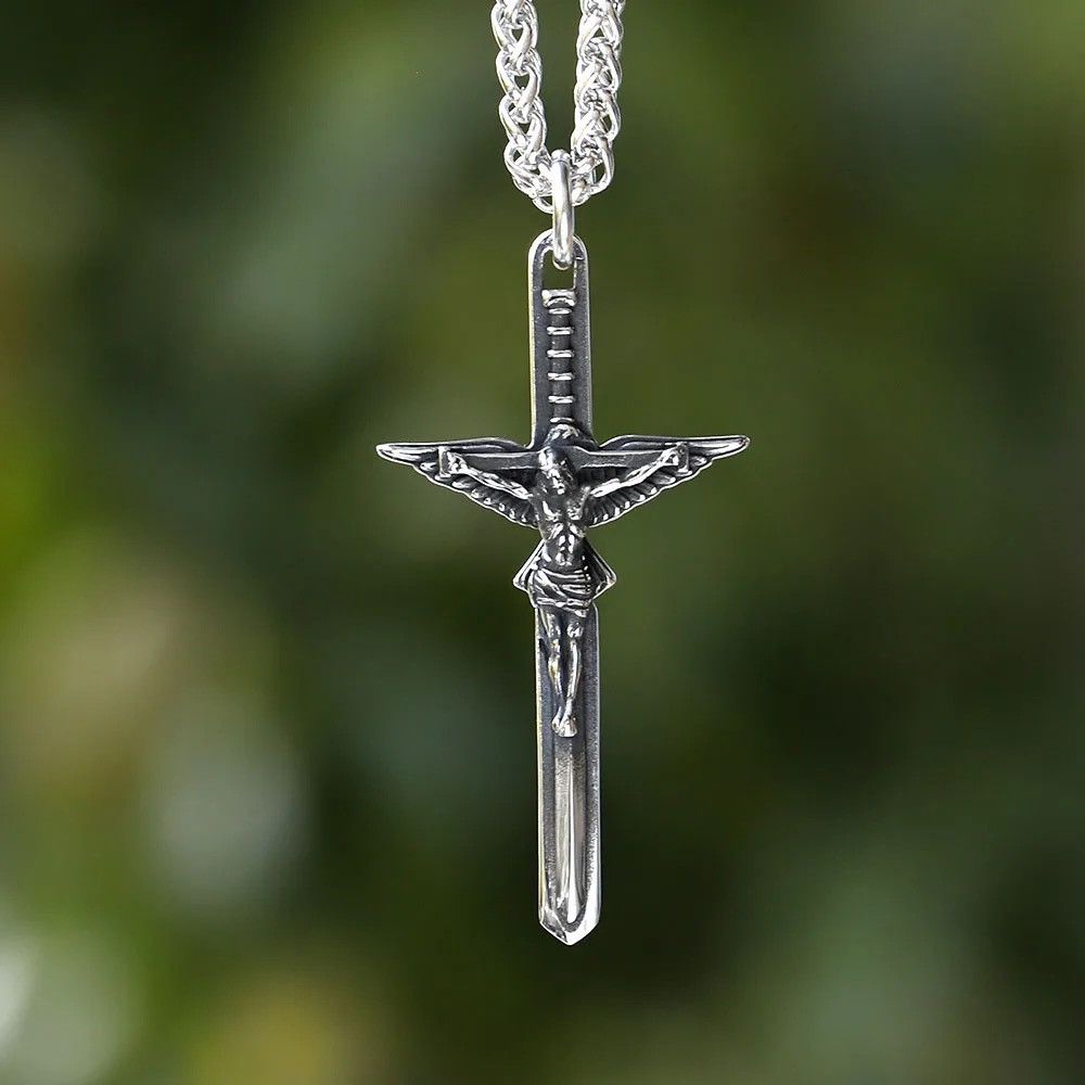 Jewelry Jesus Cross Amulet Pendant Necklace Size ONE SIZE - 1 Thumbnail