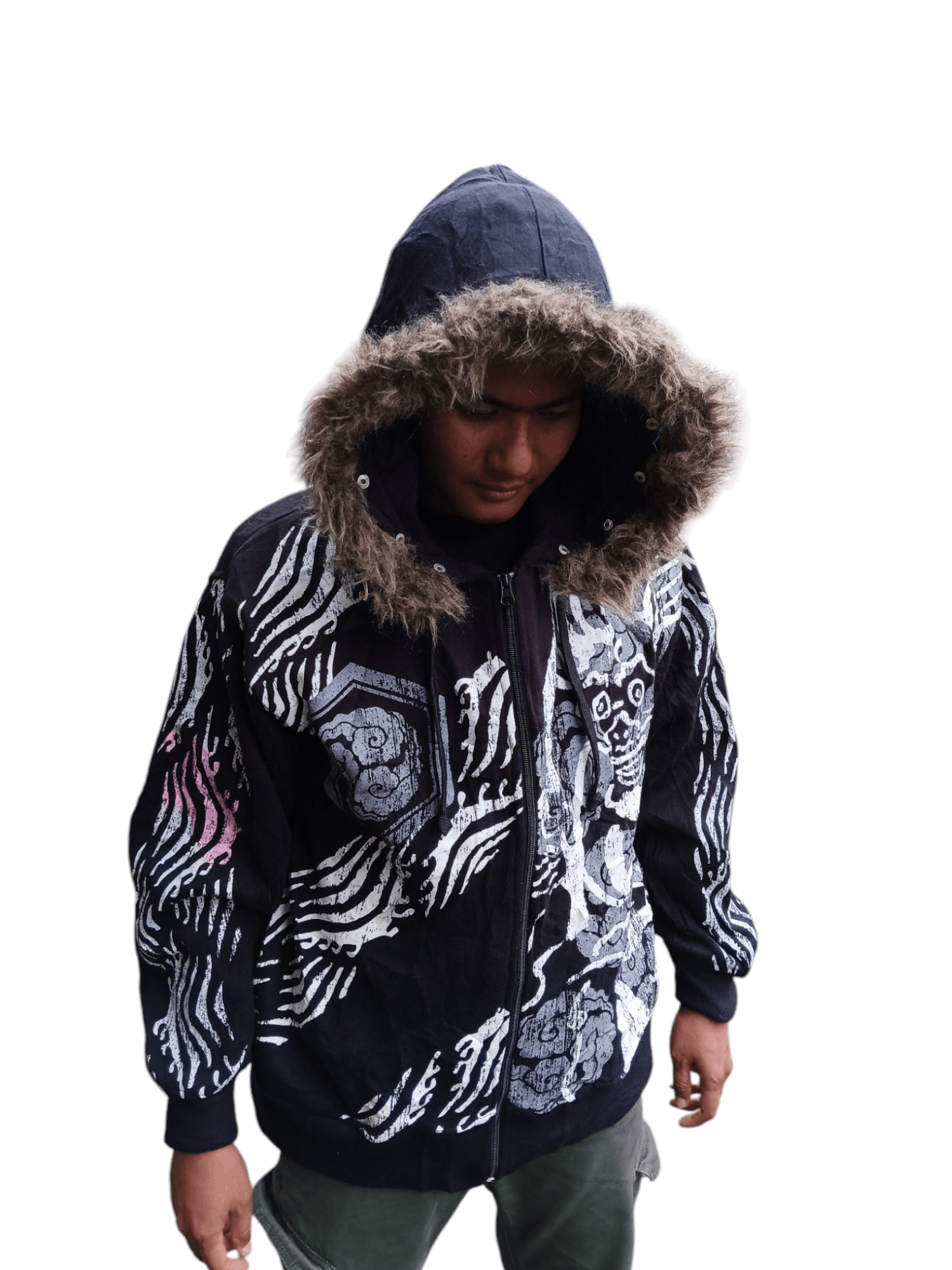 Japanese Brand Sukajan Japanese full print fur hoodie Size US L / EU 52-54 / 3 - 1 Thumbnail