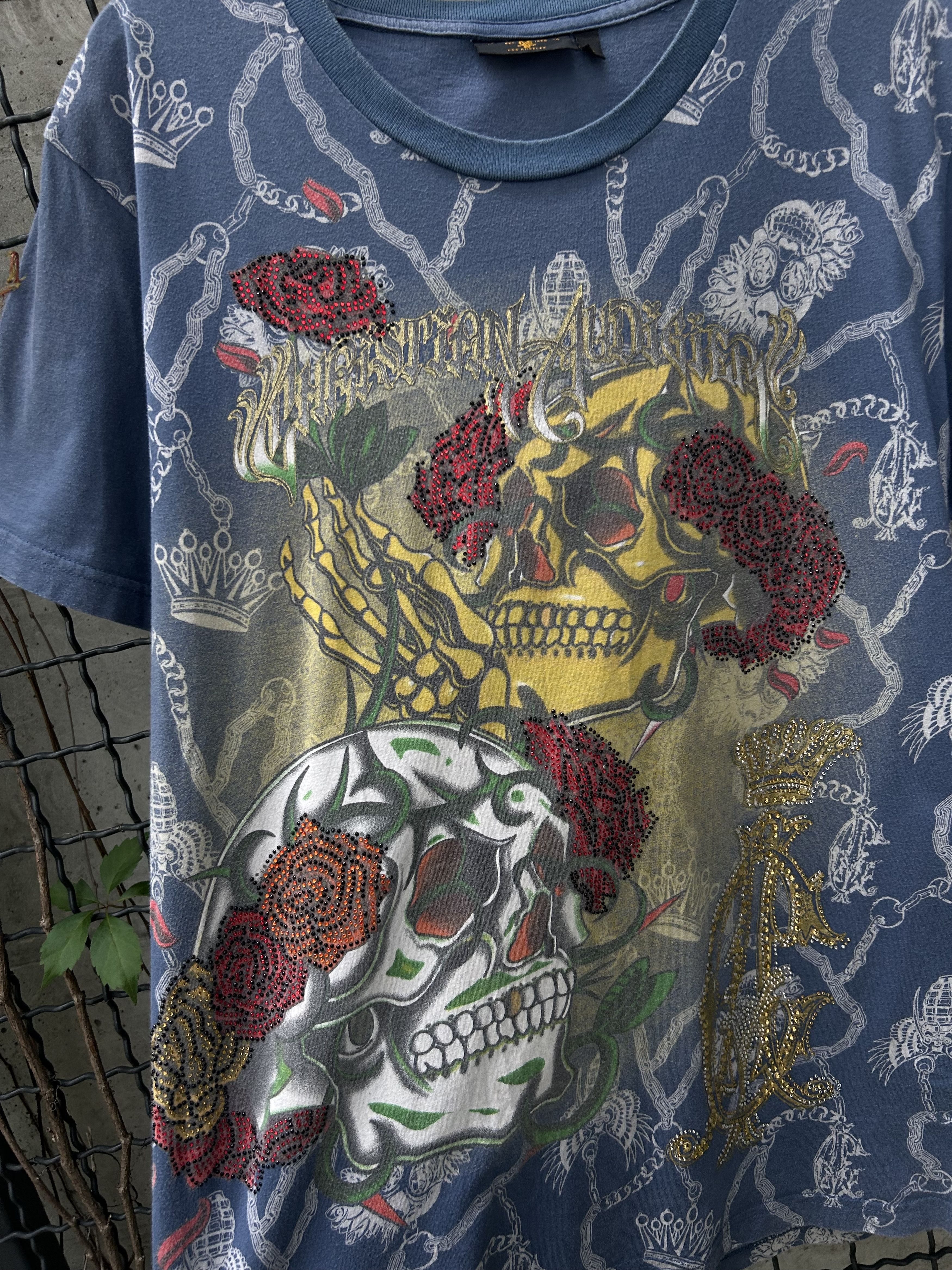 Christian Audigier Vintage 2000s Christian Audigier Ed Hardy Tattoo T-shirt Size US L / EU 52-54 / 3 - 4 Thumbnail