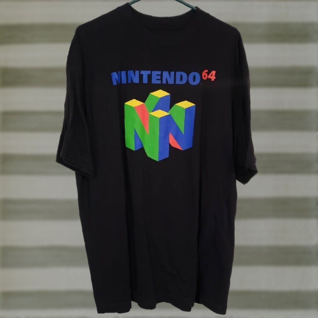 Nintendo Nintendo 64 Classic Logo Graphic T-Shirt, Pre-Owned 2XL Men's Cotton Polyester Crew Neck Short Sleeve Black 2XL Graphic Tee Shirt Vintage No Size US XXL / EU 58 / 5 - 1 Thumbnail