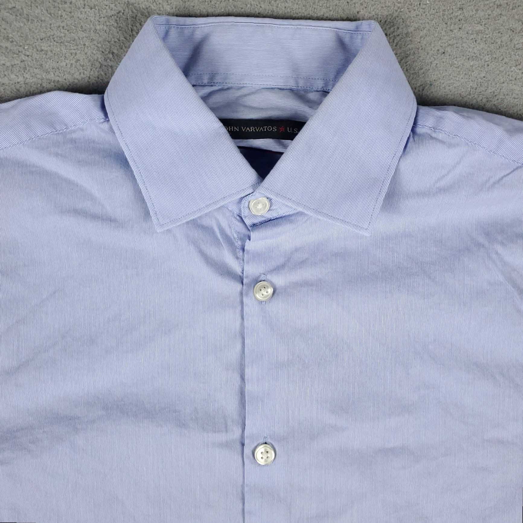 John Varvatos VINTAGE John Varvatos Dress Shirt Men Size 15 Blue Cotton Classic Modern Business Casual Formal Size 40R - 2 Thumbnail