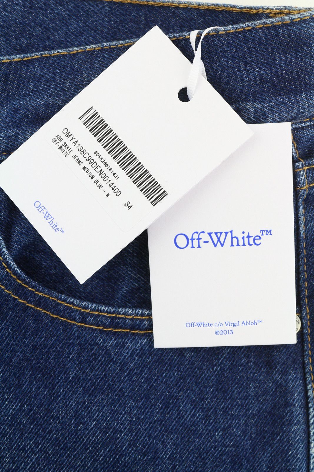 Off-White ARR SKATE W34 Washed Blue Regular Button Fly 84396 Size US 34 / EU 50 - 10 Thumbnail