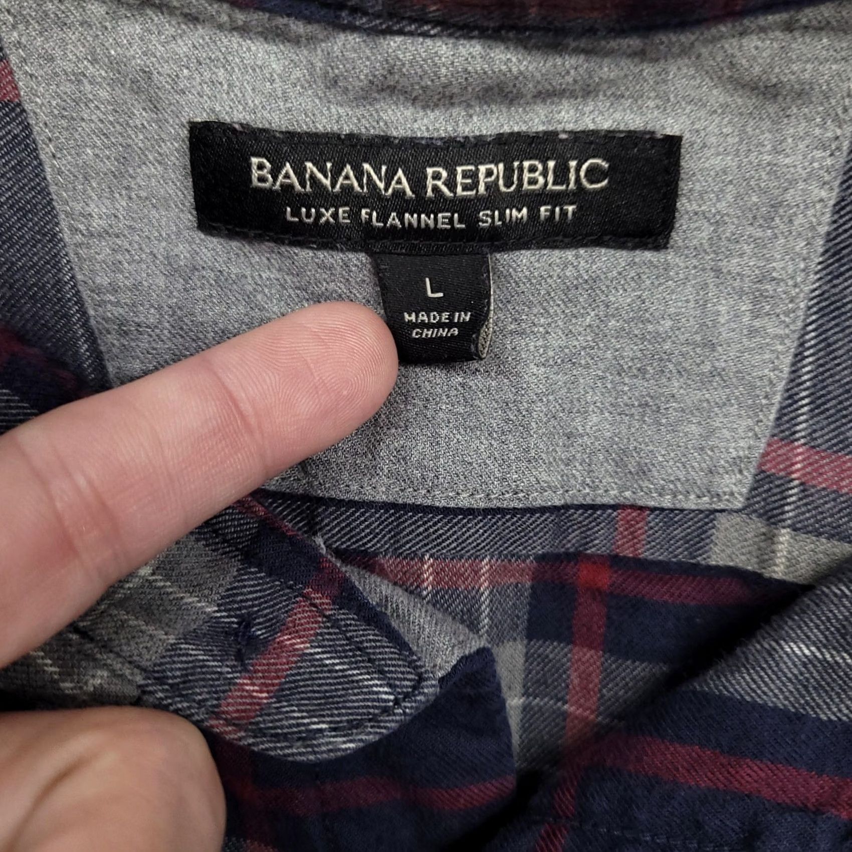 Banana Republic Banana Republic Shirt Mens Large Blue Plaid Luxe Flannel Slim Fit Elbow Patch Size US L / EU 52-54 / 3 - 4 Thumbnail