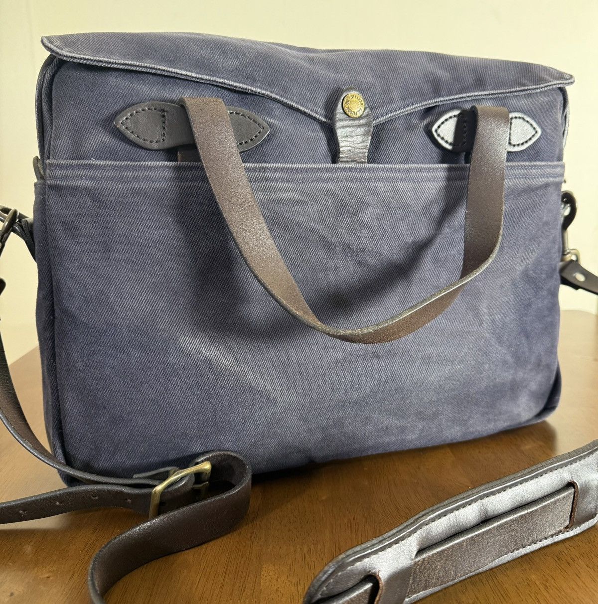 Filson Filson Red Label Navy Open Tote Bag USA Rare Leather 