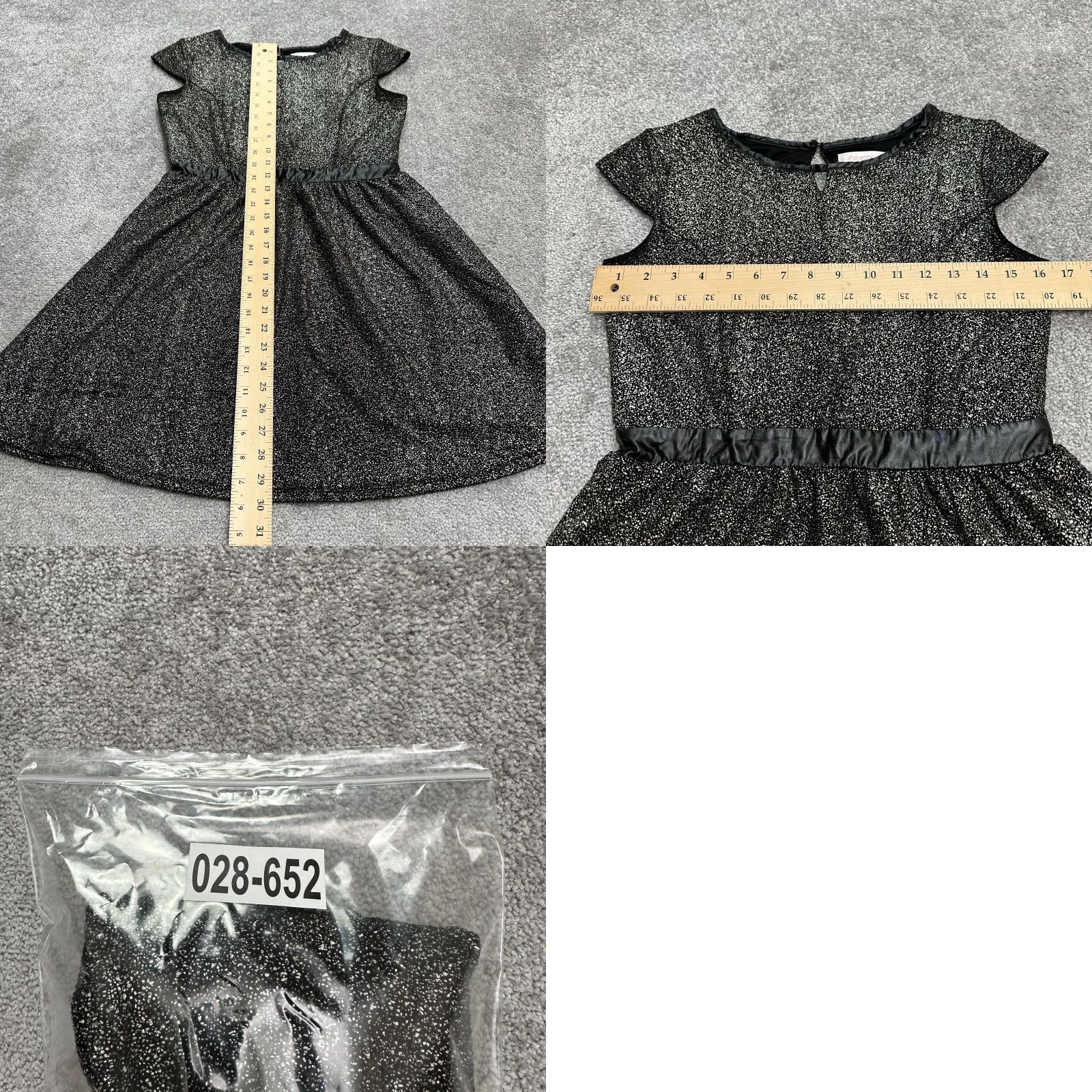 Vintage Xhilaration Dress Juniors XL Black A-Line Cap Sleeve Round Neck Glitters Size XL / US 12-14 / IT 48-50 - 8 Thumbnail