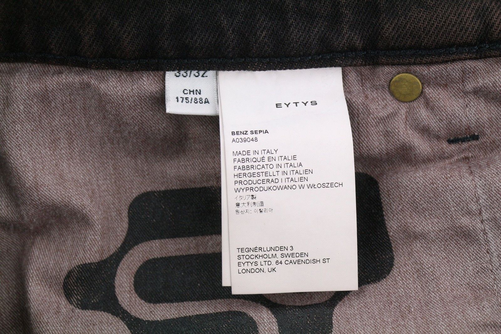 Eytys BENZ SEPIA BAGGY FIT W33/L32 Brown Faded RRP370 88882 Size US 33 - 9 Thumbnail