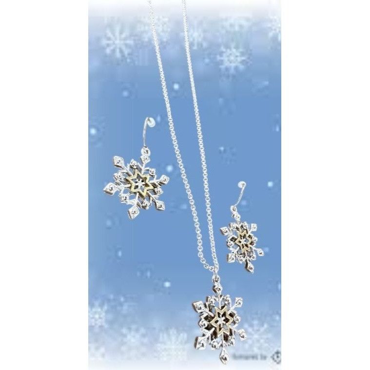 Handmade Snowflake Necklace Earrings Set 16" Chain New Reversible Size ONE SIZE - 4 Thumbnail