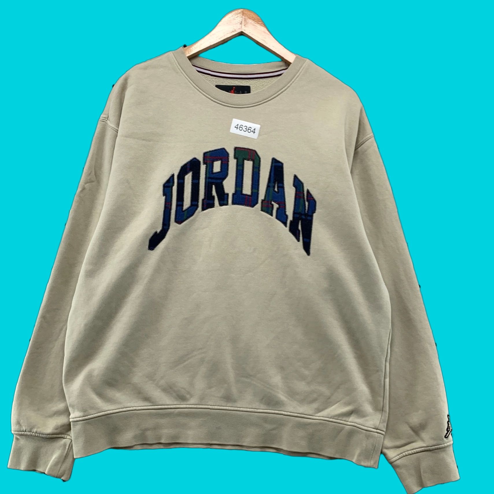 Jordan Brand Jordan Sweatshirt Mens Large Beige Spell Out Embroidered Fleece Crewneck Pullover Size US L / EU 52-54 / 3 - 1 Thumbnail