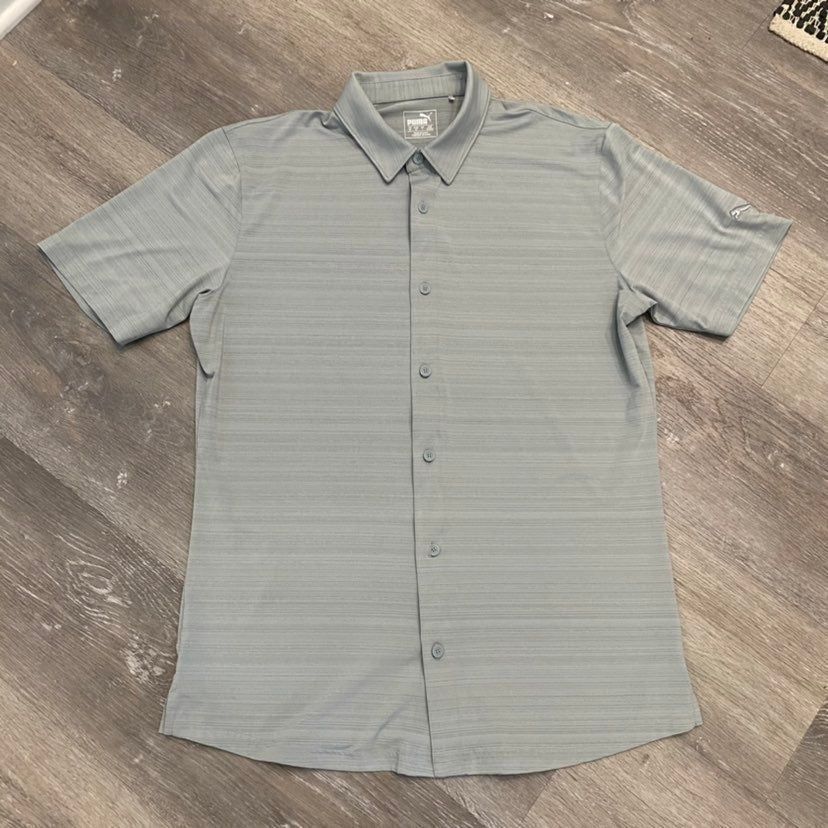 Puma Puma Grey Buttonup Polo Shirt Men Medium Bin G-6 Size US M / EU 48-50 / 2 - 1 Thumbnail