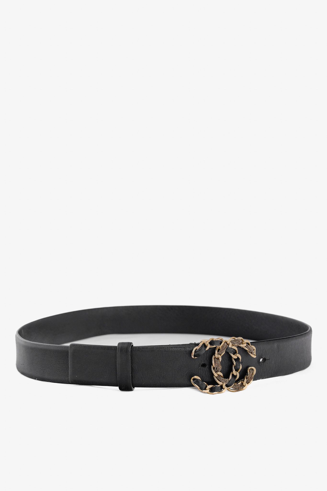 Chanel Chanel Black Leather CC Woven-Chain Belt Size ONE SIZE - 1 Thumbnail