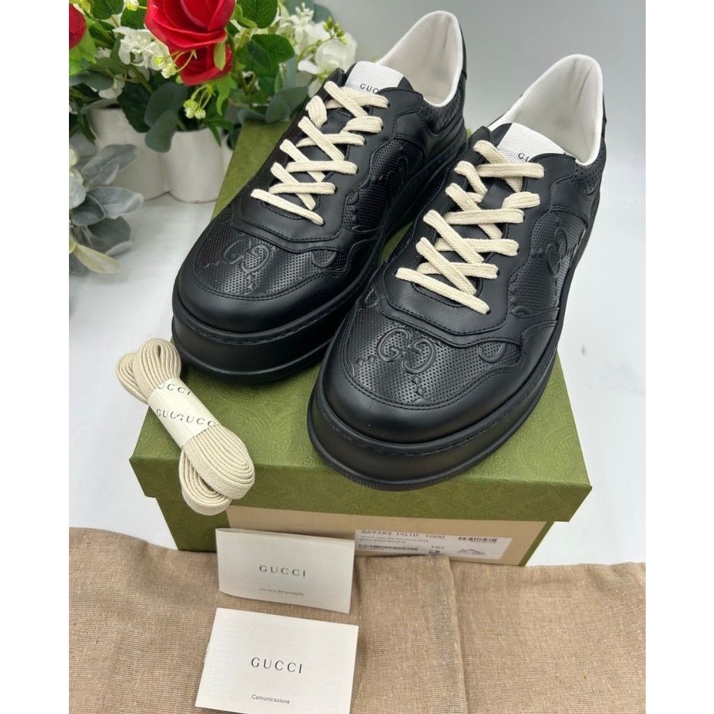Gucci Men's Gucci, GG embossed leather sneakers size 10.5 Size US 11 / EU 44 - 2 Thumbnail