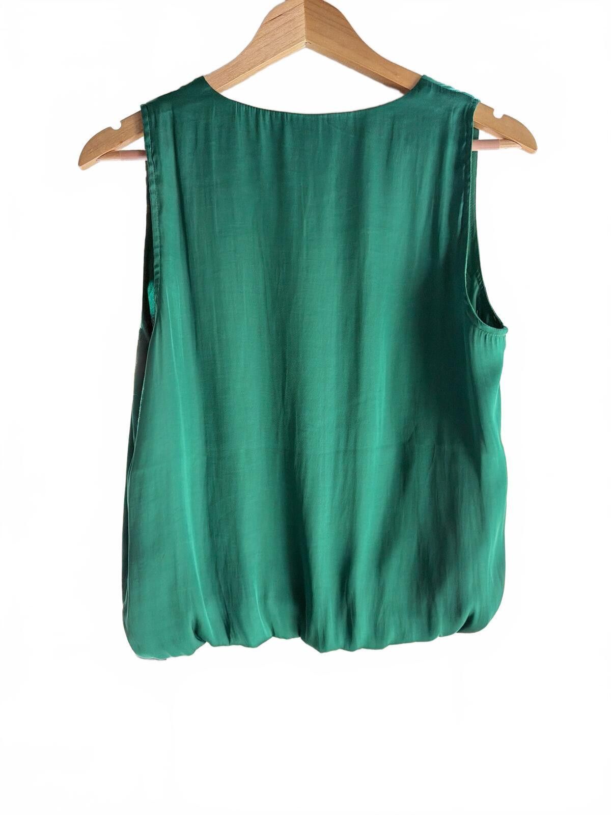 Other Sincerely Jules Emerald Green Satin Sleeveless Blouse Size L Size ONE SIZE - 6 Thumbnail