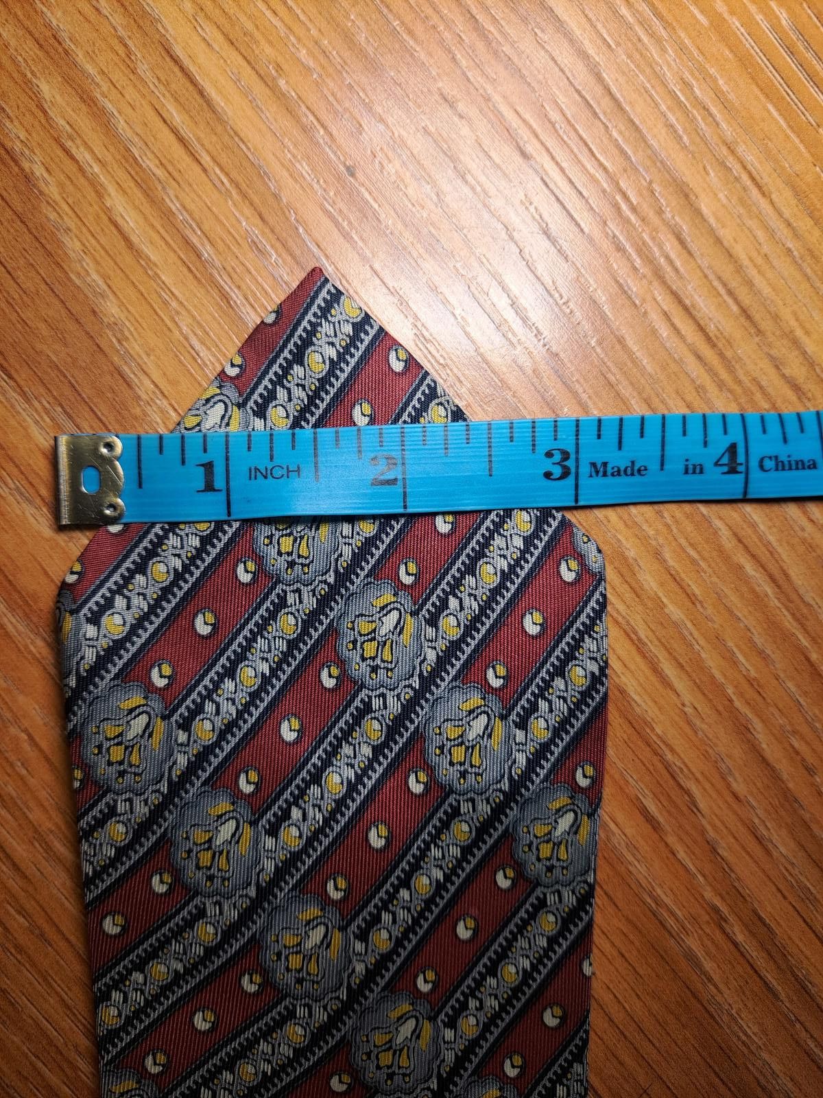 Yves Saint Laurent Yves Saint Laurent Silk Tie Red Multicolor Striped Floral Size ONE SIZE - 6 Thumbnail