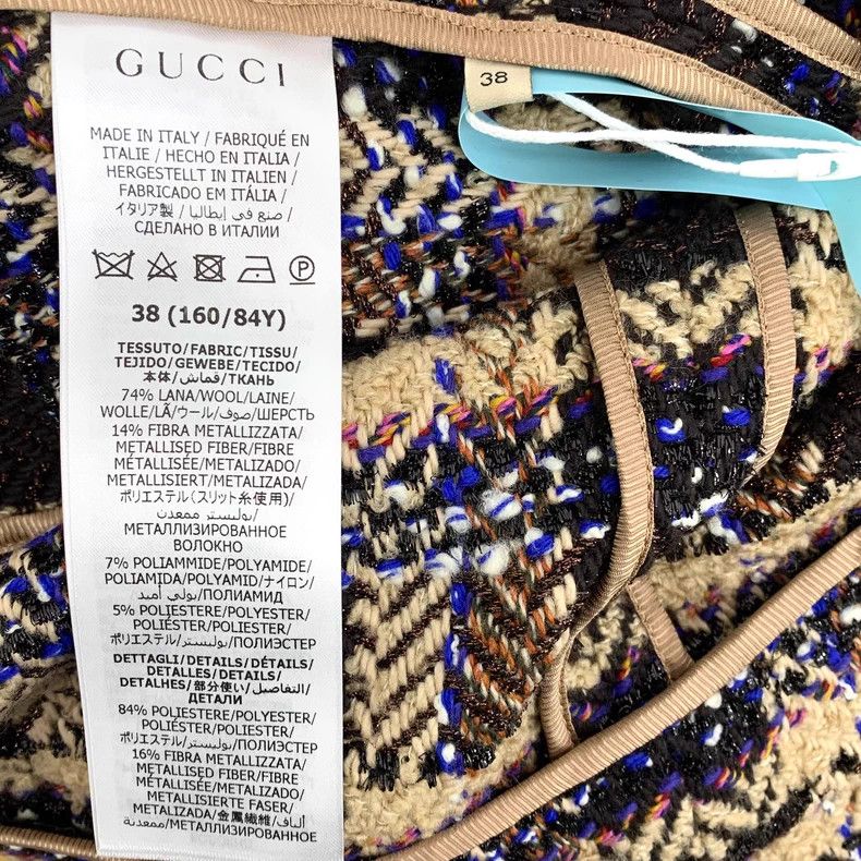 Gucci Gucci Dark brown plaid wool round neck single-breasted lon Size XS / US 0-2 / IT 36-38 - 7 Thumbnail