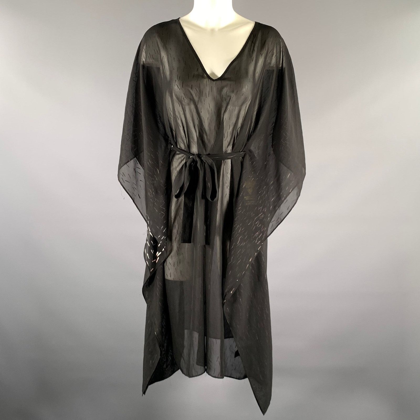 Halston Heritage HALSTON HERITAGE M Black Metallic Polyester Caftan Dress Size S / US 4 / IT 40 - 1 Thumbnail