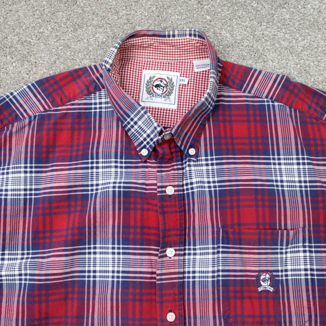 Vintage Cinch Shirt Mens 2XL Red/Blue Plaid Button-Up Western Cotton L/S Casual Shirt Mens 2XL XXL Red Blue Plaid Cinch Western Shirt Size US XXL / EU 58 / 5 - 5 Thumbnail