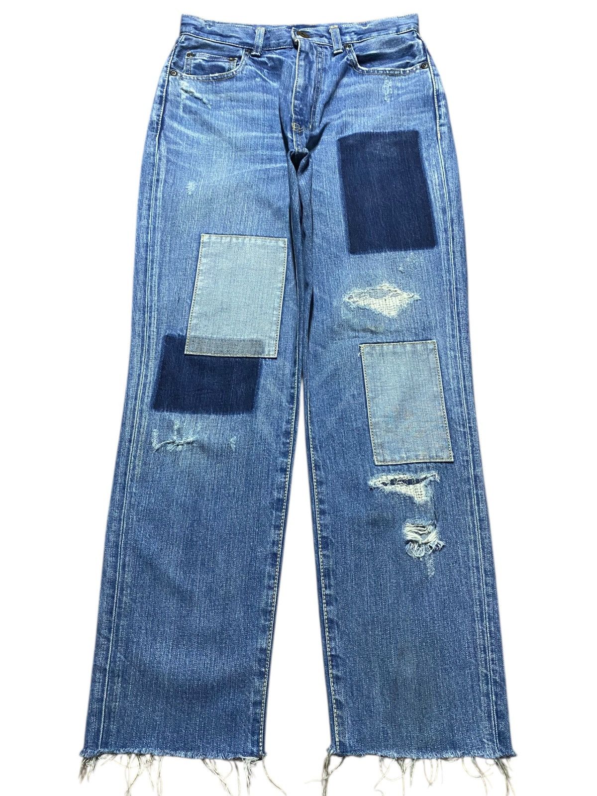 POST ARCHIVE FACTION (PAF) Vintage Moussy Blue Patches Distresse Straight Fit Jean Size 27" / US 4 / IT 40 - 1 Thumbnail