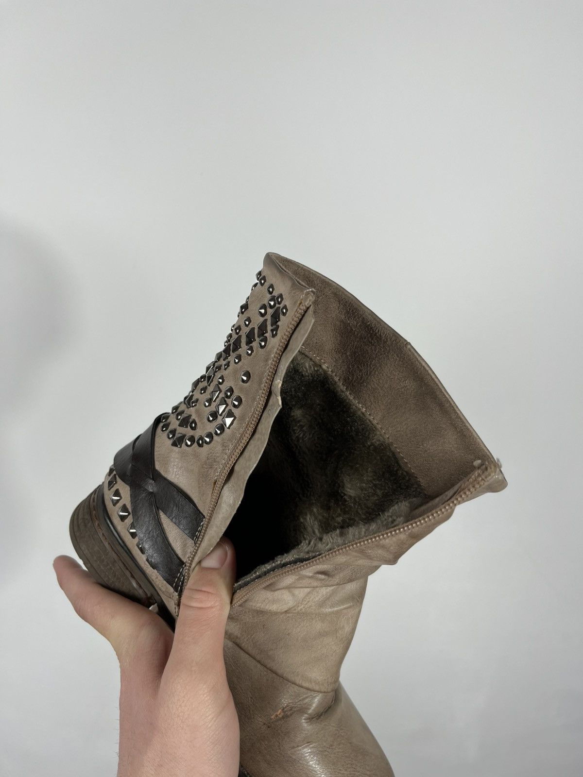Other Avant Garde Studded Faux Leather Biker Boots EU 36 Slouchy Size US 5 / IT 35 - 15 Thumbnail