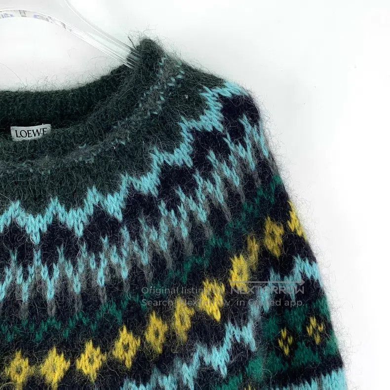 Loewe Loewe Color Blocked Fair Isle Animal Embroidered Mohair Cr Size S / US 4 / IT 40 - 3 Thumbnail