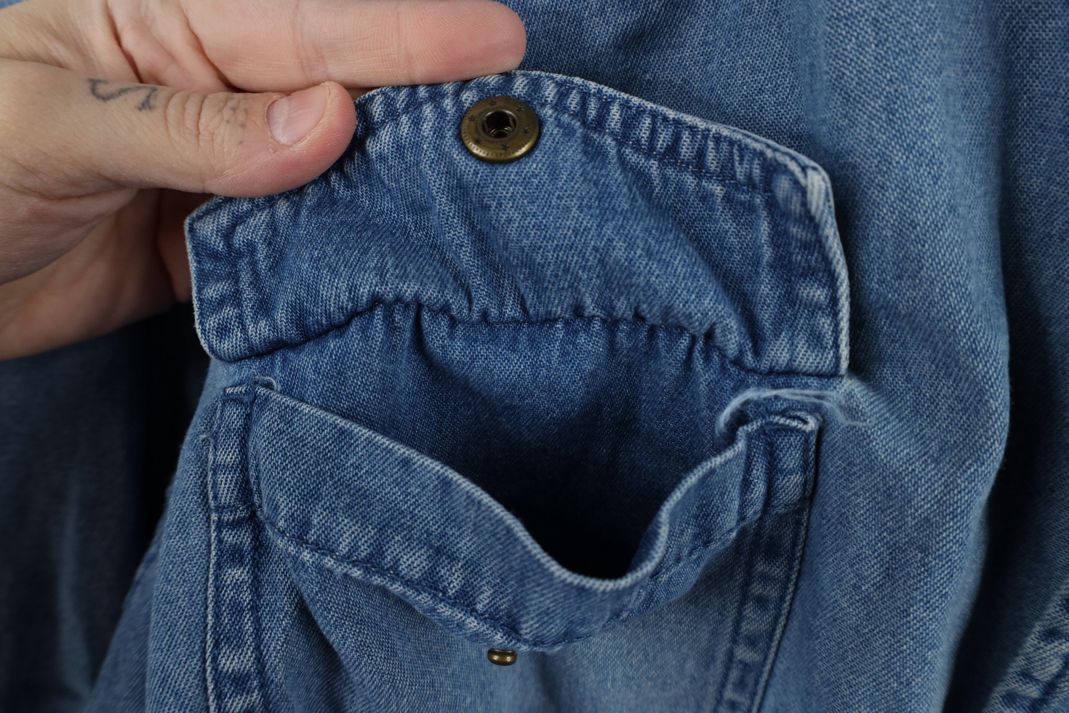 Vintage Vintage 90s Streetwear Lined Denim Jean Button Shirt Jacket Size US XL / EU 56 / 4 - 7 Thumbnail