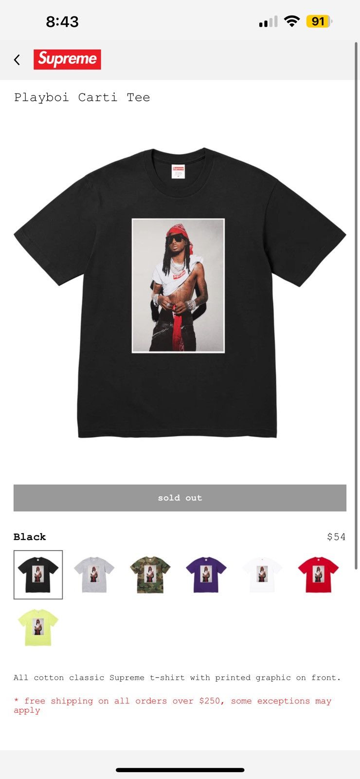 Supreme Supreme x Playboi Carti Tee | Grailed