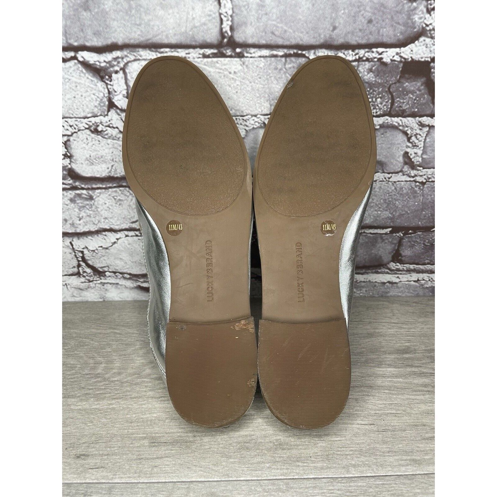 Lucky Brand Lucky Brand Metallic Silver Leather Slip On Loafers Flats Sh Size US 11 / IT 41 - 14 Thumbnail