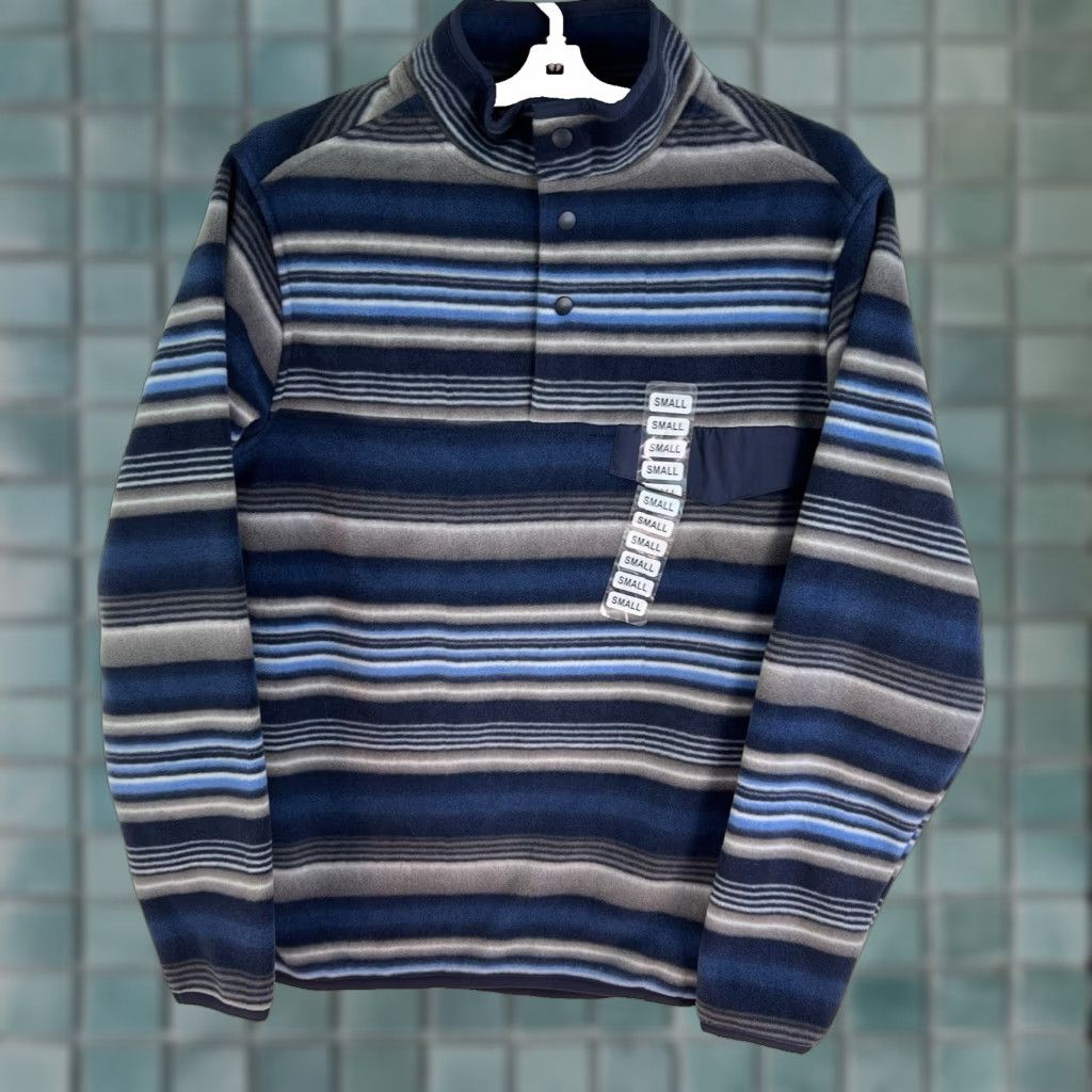 Vintage Southern Grit Sweatshirt Mens Striped Tundra Fleece Badlands Blue NWT Size S Size US S / EU 44-46 / 1 - 1 Thumbnail
