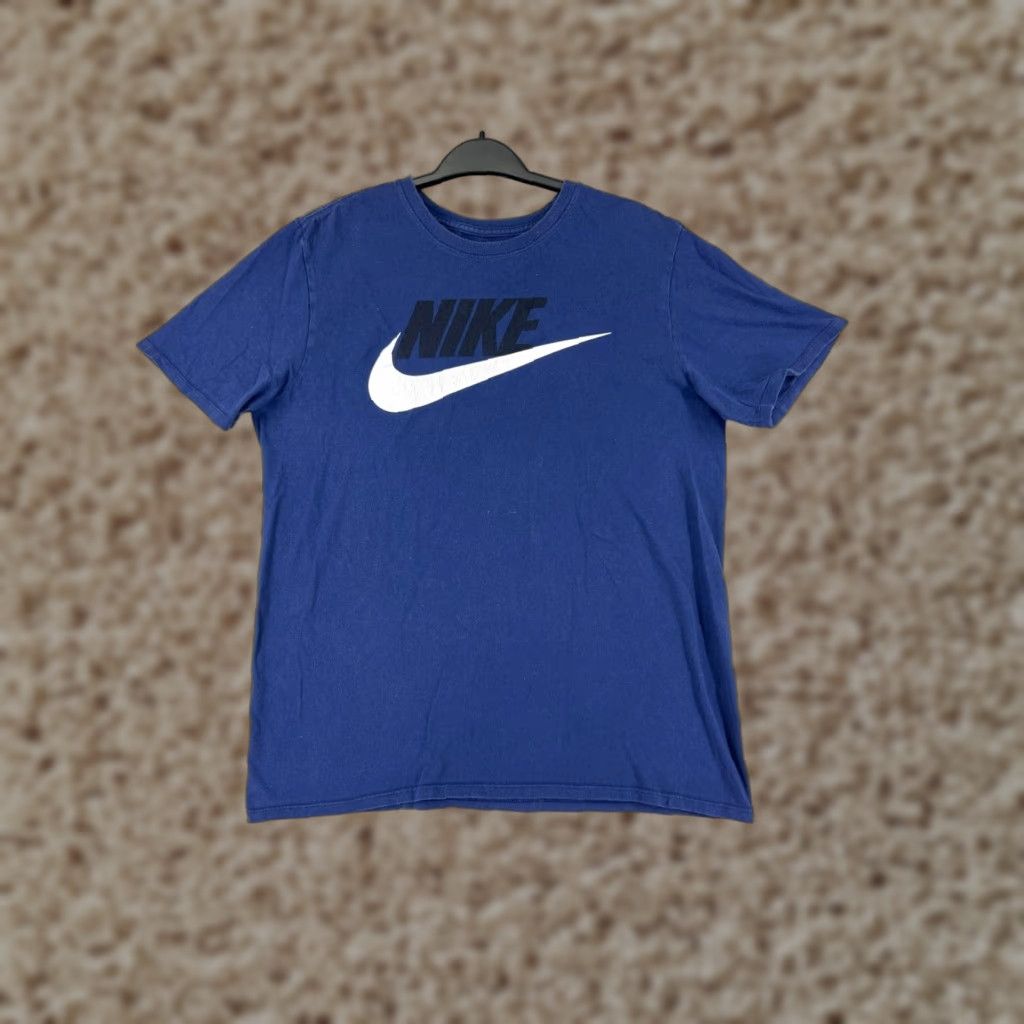 Nike Nike Shirt Men Medium Blue Spellout Swoosh Short Sleeve Crew Neck 100% Cotton US Activewear Sports Graphic Print Mens Size US M / EU 48-50 / 2 - 1 Thumbnail