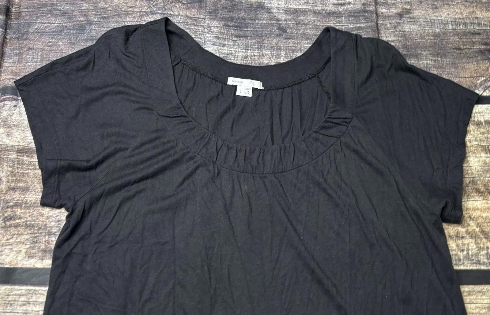 Vince Vince Top Womens Large Pima Cotton Stretch Short Sleeve Size L / US 10 / IT 46 - 4 Thumbnail