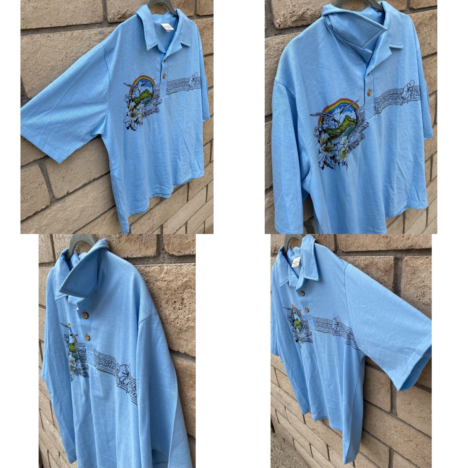 Vintage VINTAGE Mervyns Men’s Collection Hawaiian Polo Shirt XL Shirt Casual 1980s Blue Tropical Rainbow 70s 80s Size US XL / EU 56 / 4 - 8 Thumbnail