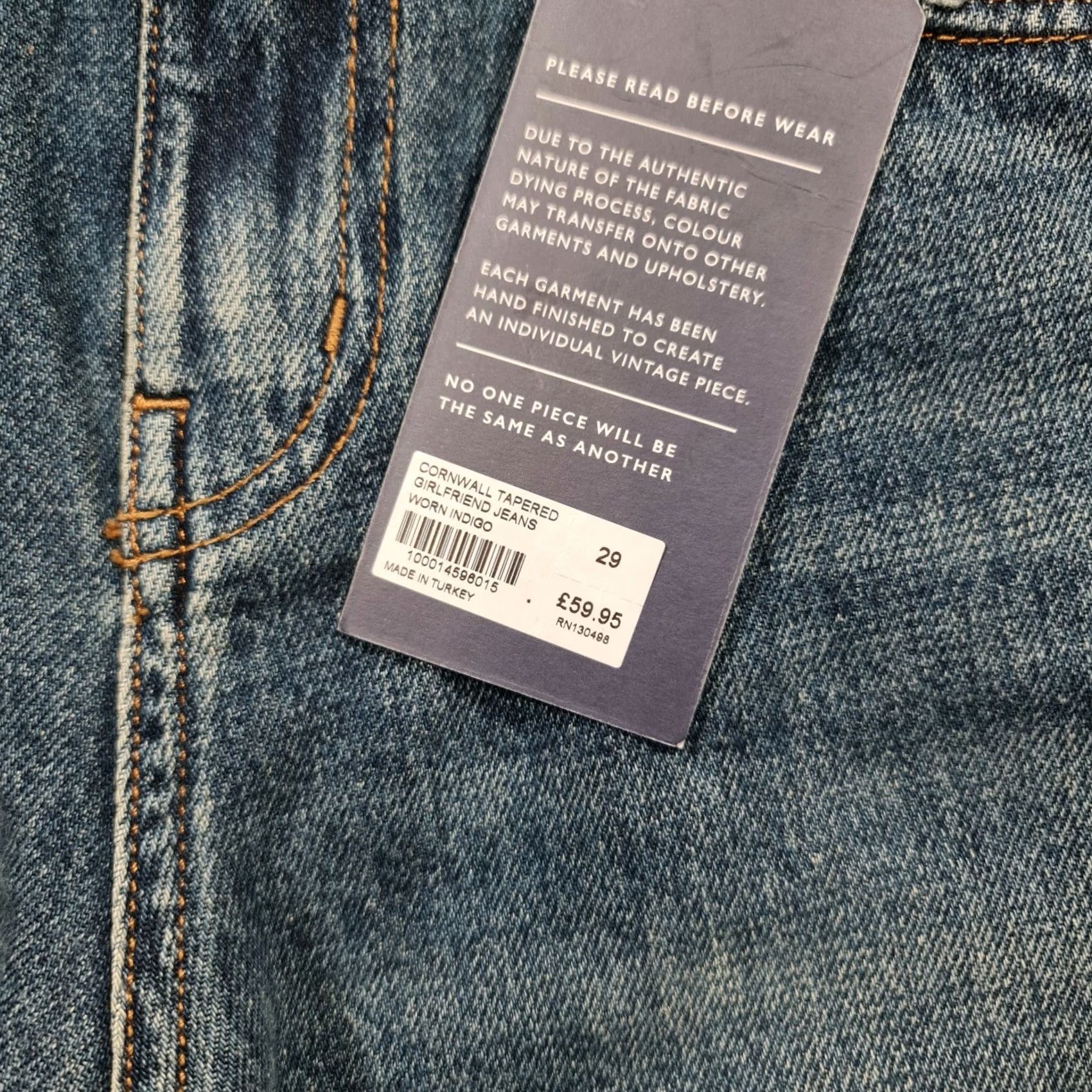 Jack Wills Jack Wills Jeans Blue W29 Girlfriend Tapered Denim Distressed 5-Pocket Womens Regular Large Size 29" - 3 Thumbnail