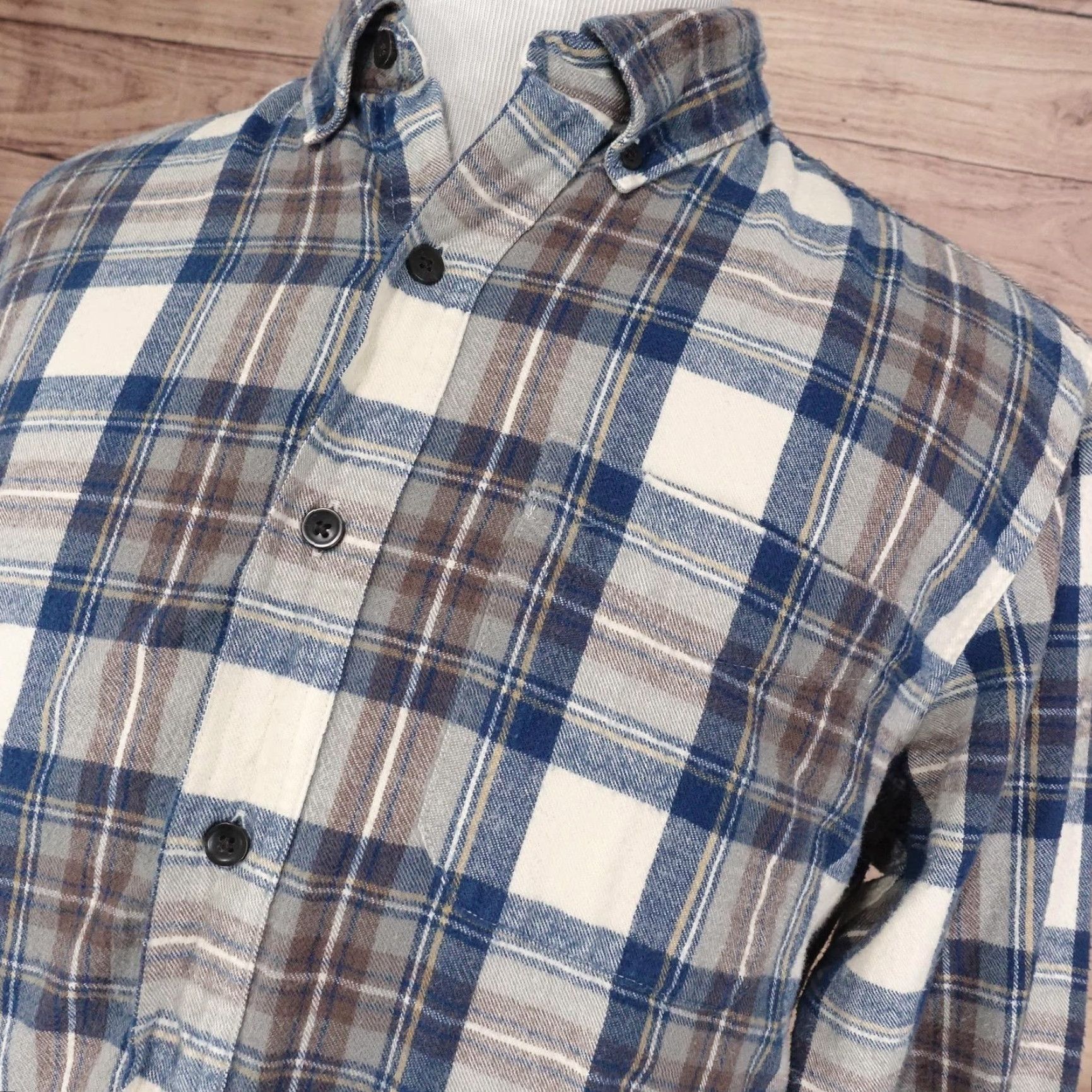 Vintage L.L. Bean Vintage Flannel Shirt Mens Large Blue Brown Plaid Button-Down Traditional Fit Size US L / EU 52-54 / 3 - 2 Thumbnail