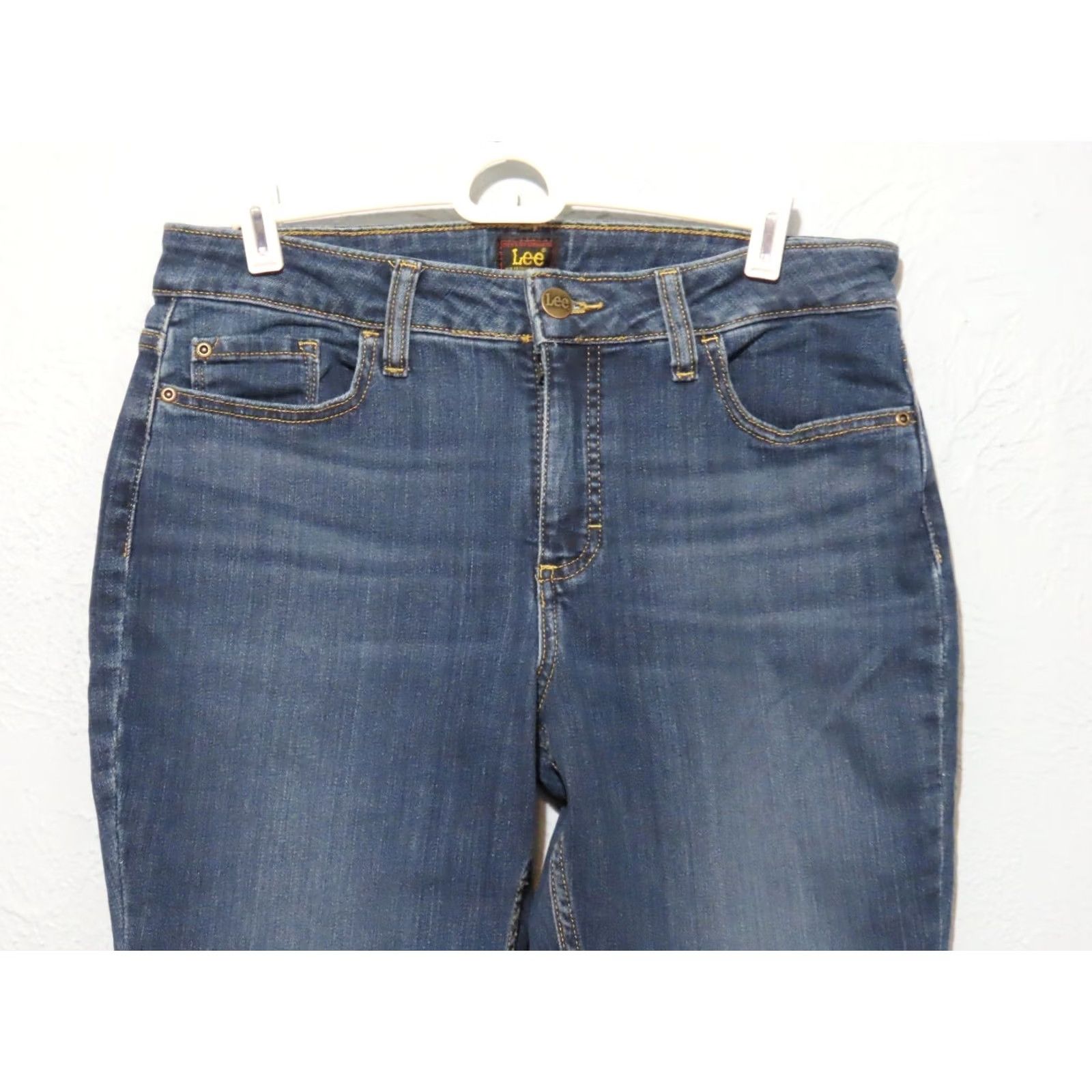 Lee Lee Women's Jeans Bootcut Midrise 12 Blue Denim NWT Regular 28in Inseam 5-Pocket Stretch Cotton Blend Dark Wash NWT Size 34" / US 12 / IT 48 - 3 Thumbnail