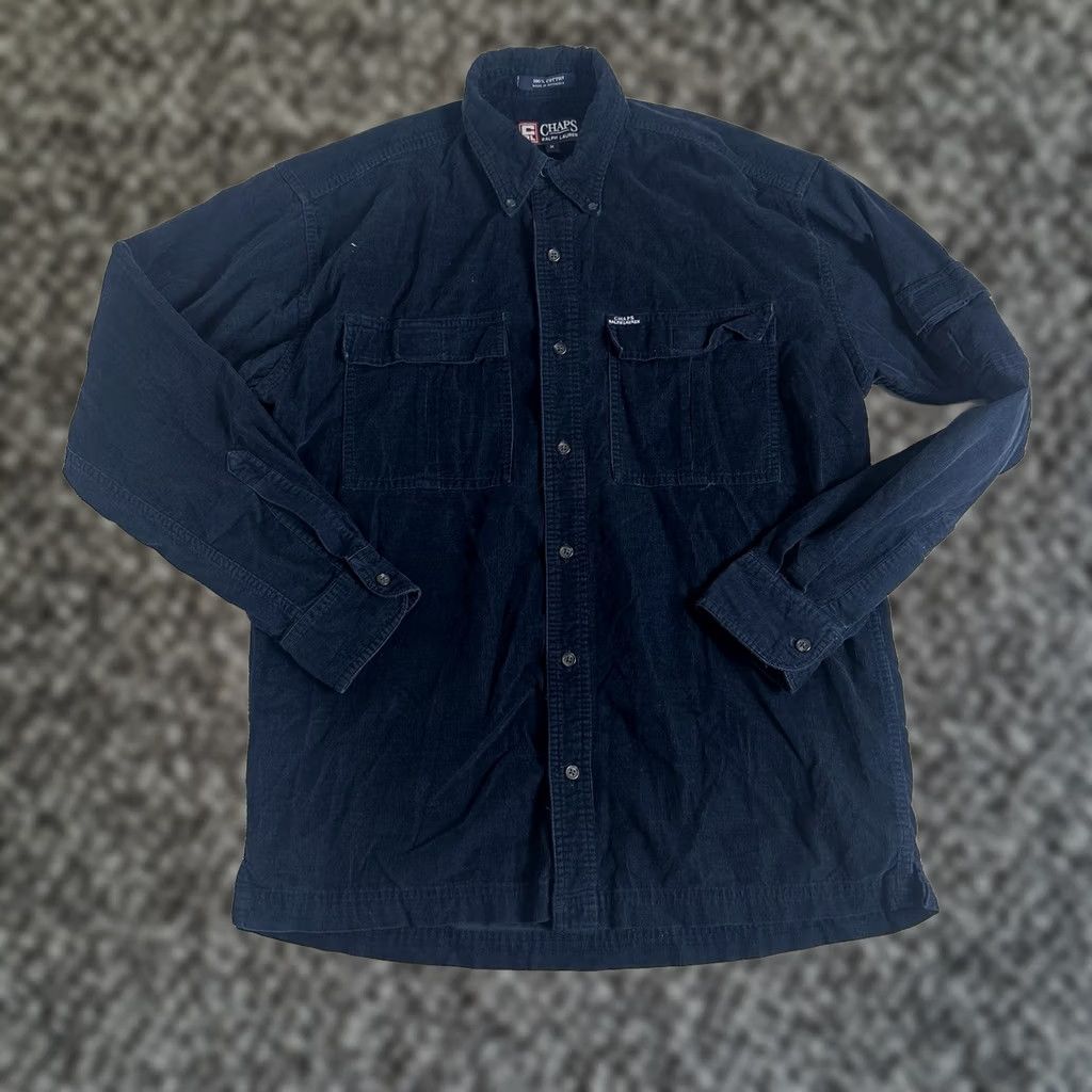 Chaps VINTAGE Chaps Ralph Lauren Button-Up Shirt Mens Medium Corduroy Long Sleeve Blue Shirt Size US M / EU 48-50 / 2 - 1 Thumbnail