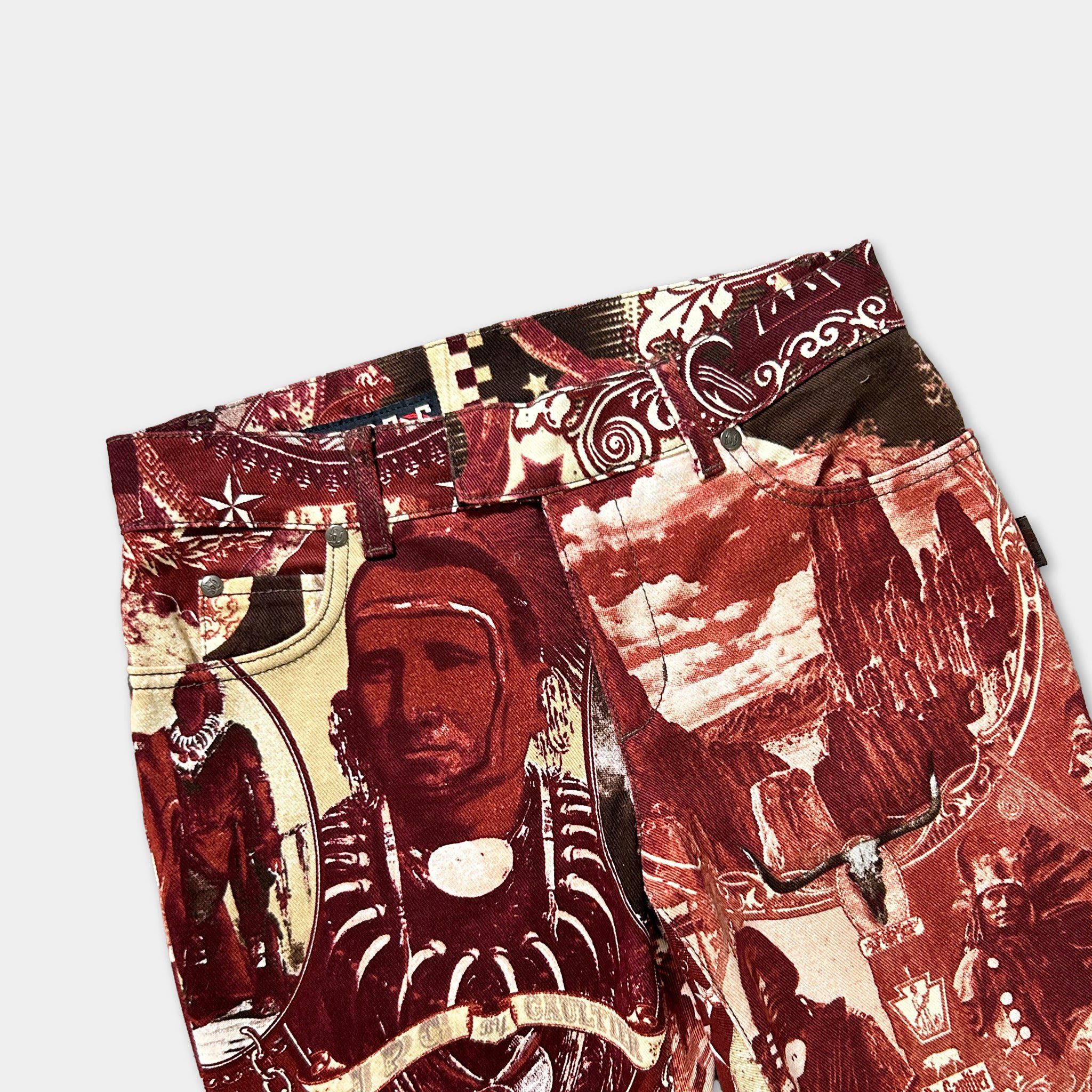 Jean Paul Gaultier Jean Paul Gaultier 2003 Native American Print Denim Size 25" / US 0 / IT 36 - 2 Thumbnail