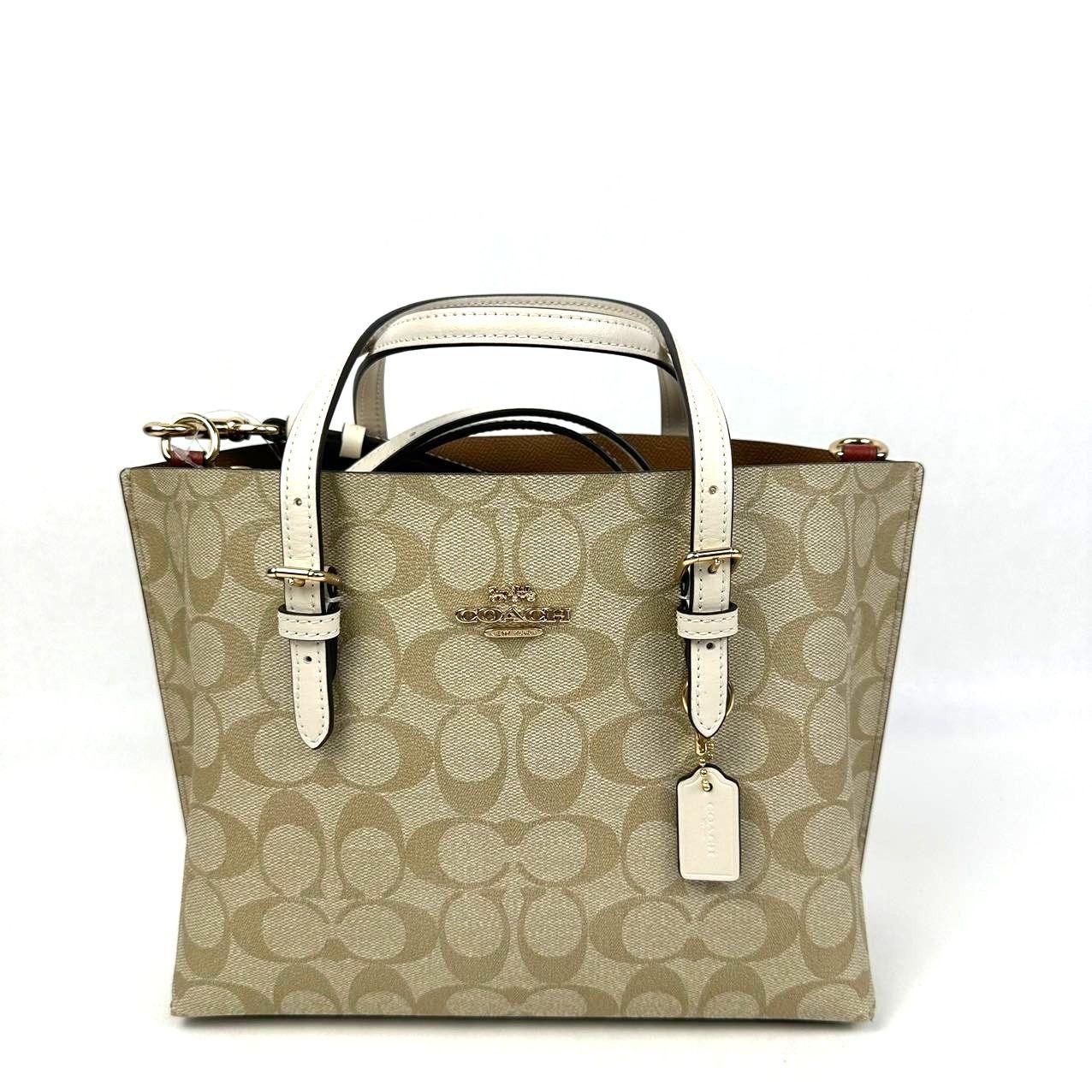 NWT Coach C4250 Mollie Tote Bag 25 In Signature Canvas in Beige, Women's