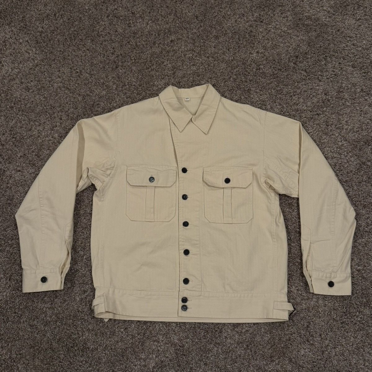 Other Vintage Style Cream Natural Herringbone Twill Fatigue Jacket Size US M / EU 48-50 / 2 - 1 Thumbnail