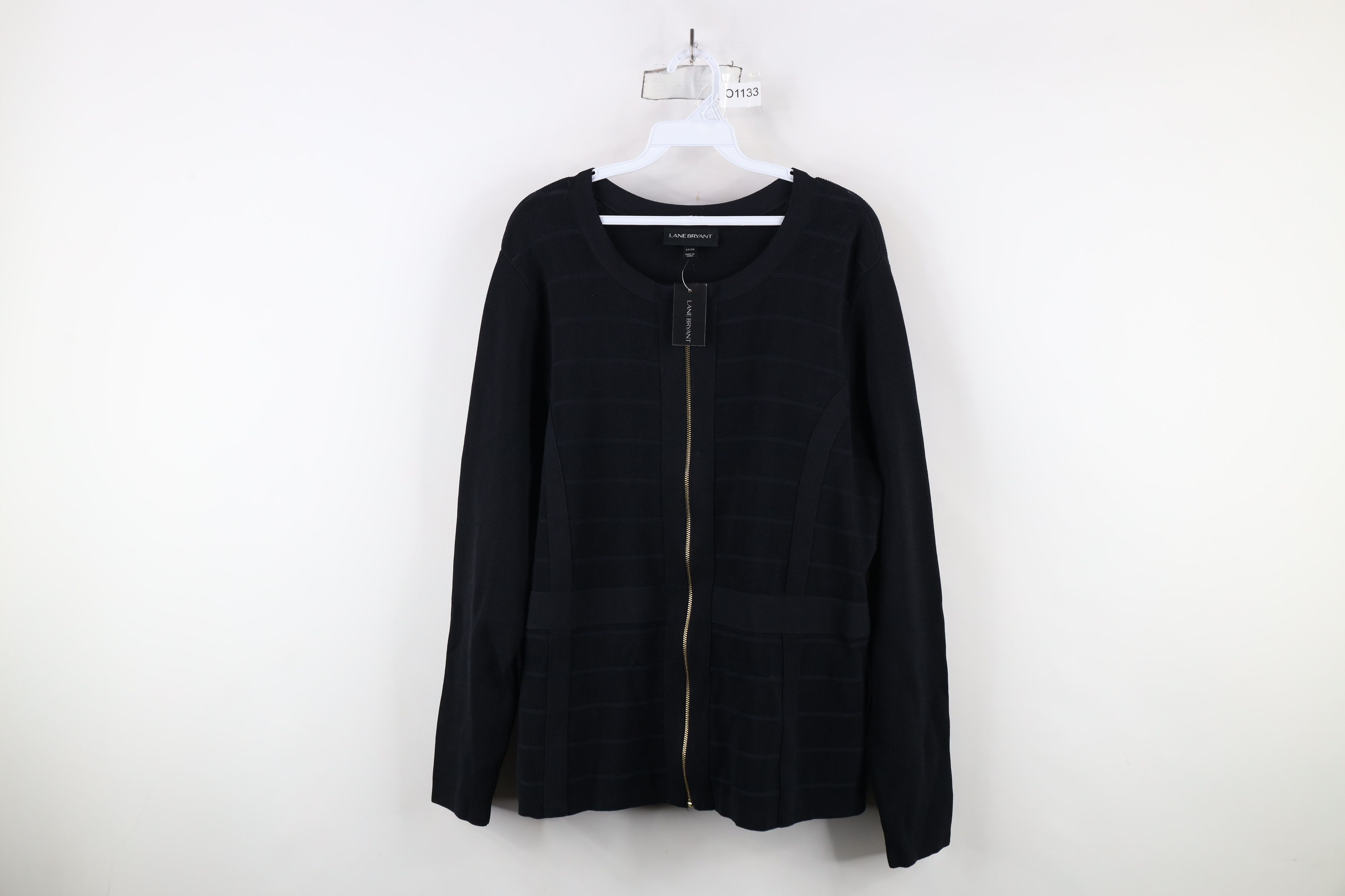 Vintage New Lane Bryant Ribbed Knit Full Zip Sweater Jacket Black Size 3XL / US 20-22 - 1 Thumbnail