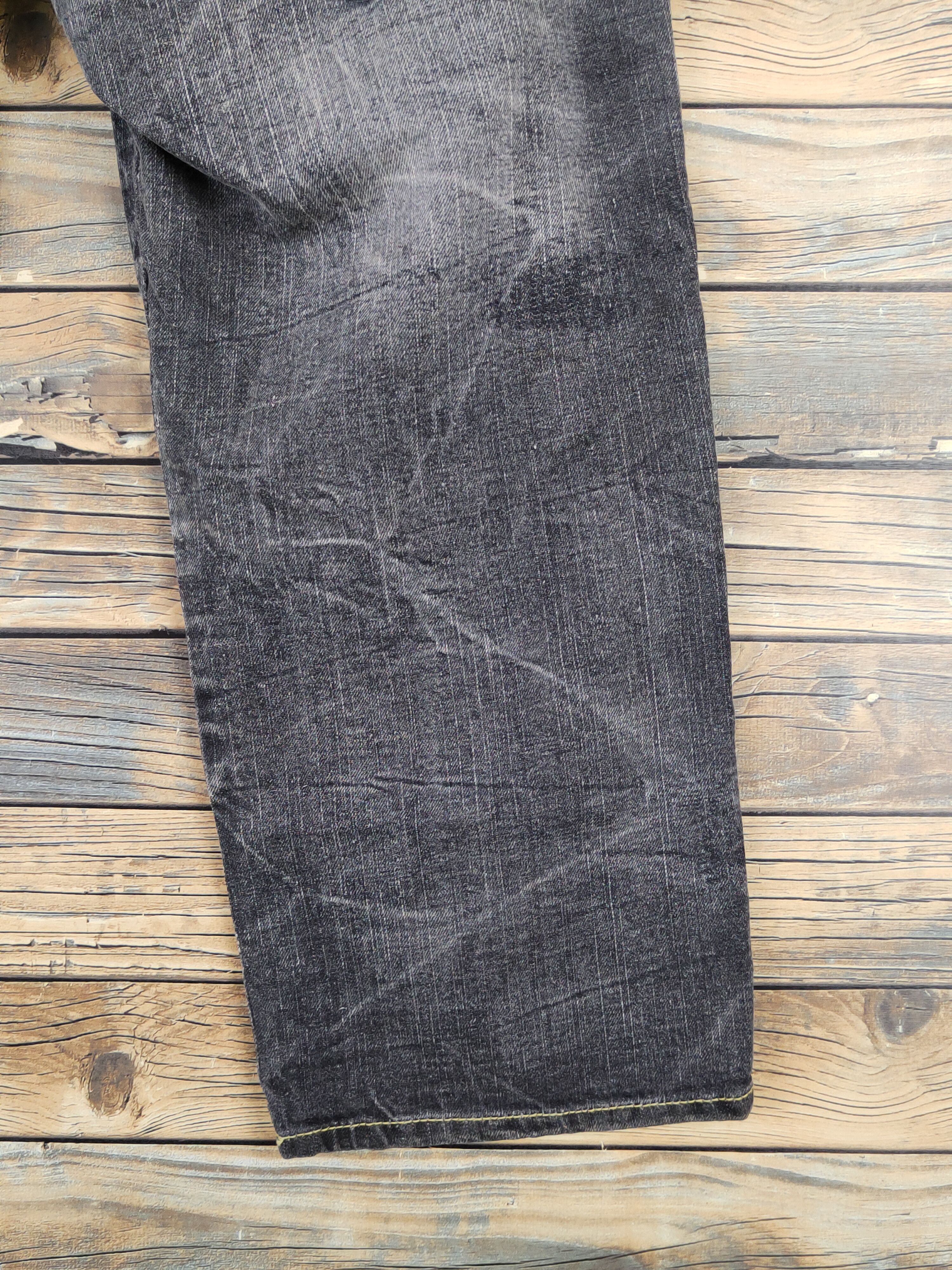 Japanese Brand Original Black Faded Distressed Short Jeans #W1833 Size US 31 - 14 Thumbnail