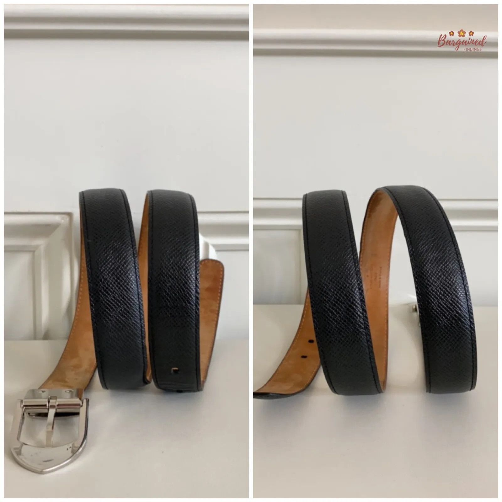Louis Vuitton Louis Vuitton Black Taiga Leather Silver Buckle Belt Size 34 - 6 Thumbnail