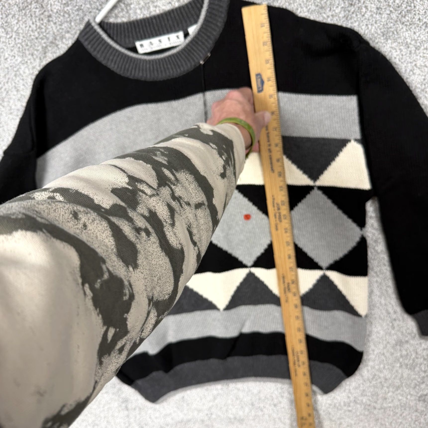 Vintage VTG Basix Fenn Wright & Manson Sweater Mens L Black Argyle Diamond Geometric Grunge 90s Crew Neck Knit Pullover Size US L / EU 52-54 / 3 - 4 Thumbnail